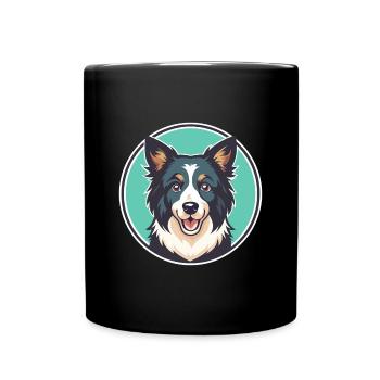 Cierny Sery Dog Breed Funny Cartoon Kawaii Clipart - Full Colour Mug - black - Front