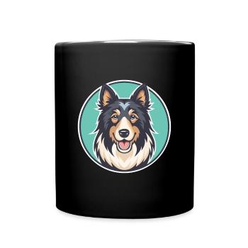 Chien de berger croate Chien Race Dessin animé Kawaii Clipart - Mug uni - noir - Devant