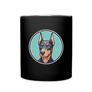 Doberman Chien Race Coloré Dessin animé Kawaii Clipart - Mug uni - noir - Devant
