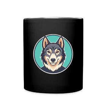 Tchécoslovaque chien-loup chien race dessin animé Kawaii animal de compagnie - Mug uni - noir - Devant