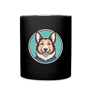 Dutch Smoushond Dog Breed Cartoon Kawaii Clipart - Full Colour Mug - black - Front