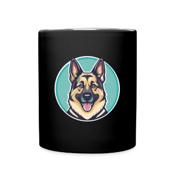 Berger allemand caniche chien race dessin animé Kawaii - Mug uni - noir - Devant