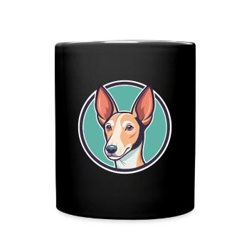 Ibizan Hound Dog Breed Cartoon Kawaii Clipart Pet - Full Colour Mug - black - Front