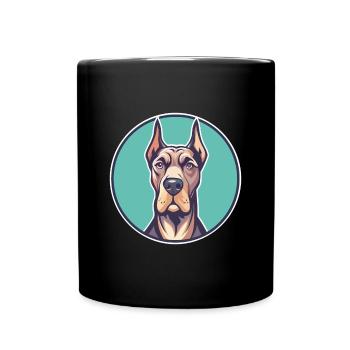 Deutsche Dogge Hunderasse Cartoon Kawaii Clipart Tier - Tasse einfarbig - Schwarz - Vorne
