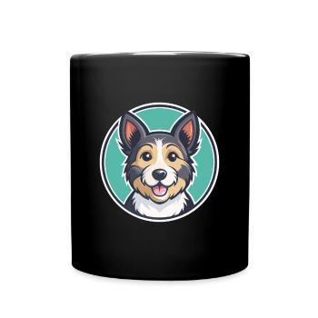 Möwe Terrier Hund Rasse Cartoon Kawaii Clipart Haustier - Tasse einfarbig - Schwarz - Vorne