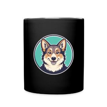 Italien Volpino Chien Race Dessin animé Kawaii Clipart - Mug uni - noir - Devant