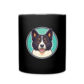 Karelian Bear Dog Breed Cartoon Kawaii Clipart Pet - Full Colour Mug - black - Front