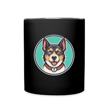Kars race de chien dessin animé Kawaii Clipart Illustration - Mug uni - noir - Devant