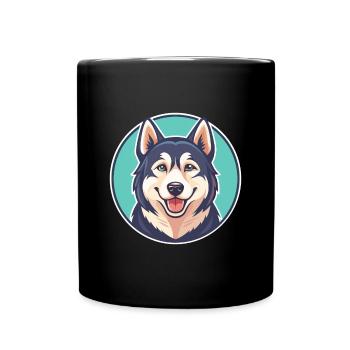 Labrador Husky Hunderasse Cartoon Kawaii Clipart - Tasse einfarbig - Schwarz - Vorne