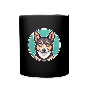 Lundehund Chien Race Dessin animé Kawaii Clipart Animal - Mug uni - noir - Devant