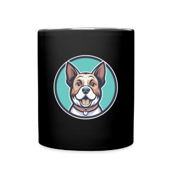 Levesque Hunderasse Bunte Karikatur Kawaii Clipart - Tasse einfarbig - Schwarz - Vorne