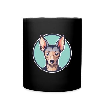 Mexikanische haarlose Hunderasse Cartoon Kawaii Clipart - Tasse einfarbig - Schwarz - Vorne