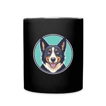 New Zealand Huntaway Dog Breed Cartoon Kawaii Pet - Full Colour Mug - black - Front