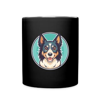 Nordamerikanischer Schäferhund Rasse Karikatur Kawaii - Tasse einfarbig - Schwarz - Vorne