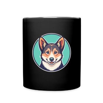 Norwegischer Lundehund Hunderasse Lustige Karikatur Kawaii - Tasse einfarbig - Schwarz - Vorne