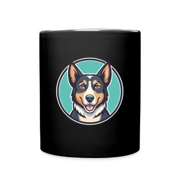 Nouvelle-Zélande Tête Chien Race Drôle Dessin Animé Kawaii - Mug uni - noir - Devant