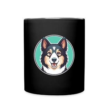 Norrbottenspets Hunderasse Cartoon Kawaii Clipart - Tasse einfarbig - Schwarz - Vorne