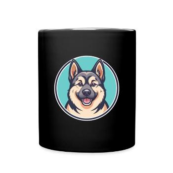 Norwegischer Elchhund Hunderasse Karikatur Kawaii - Tasse einfarbig - Schwarz - Vorne