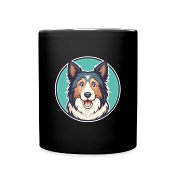 Alter Welsh Grey Schäferhund Hunderasse Karikatur Kawaii - Tasse einfarbig - Schwarz - Vorne