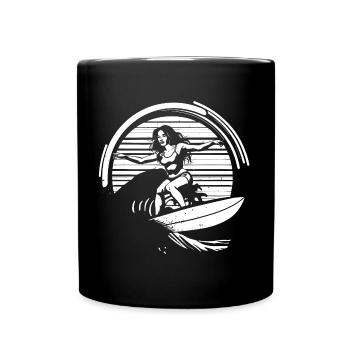 Surfeur - Mug uni - noir - Devant