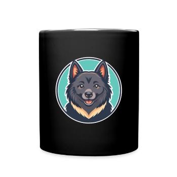 Schipperke Chien Race Dessin animé Kawaii Clipart Animal - Mug uni - noir - Devant
