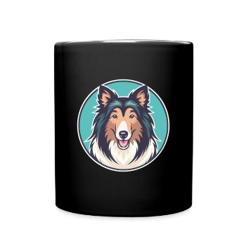Rough Collie Chien Race Dessin animé Kawaii Clipart Animal de compagnie - Mug uni - noir - Devant