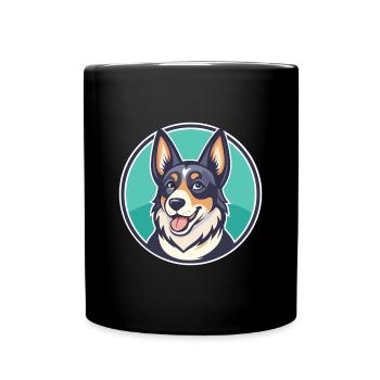 Schweizer Laufhund Hunderasse Cartoon Kawaii - Tasse einfarbig - Schwarz - Vorne