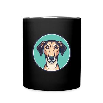 Sloughi Hunderasse Zeichentrickfigur Kawaii Clipart - Tasse einfarbig - Schwarz - Vorne