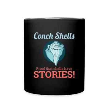 Conch Seashells Collector Beachcomber Sea Shell - Full Colour Mug - black - Front