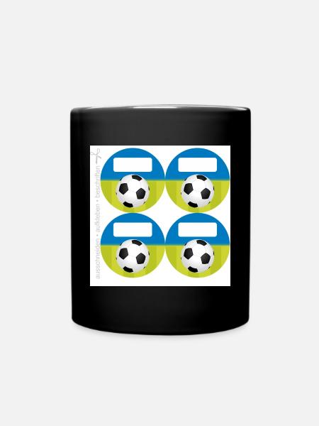Stickers Ecole Rond - Football Bleu Vert - 4 - Mug uni - noir