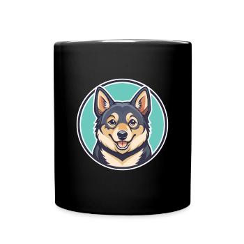 Suédois Vallhund Chien Race Dessin animé Kawaii Clipart - Mug uni - noir - Devant