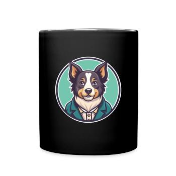 Drehspieß Hund Rasse Bunte Karikatur Kawaii Clipart - Tasse einfarbig - Schwarz - Vorne