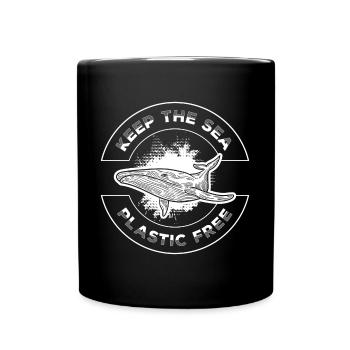 Whale Water Blue Whale Diver - Full Colour Mug - black - Front