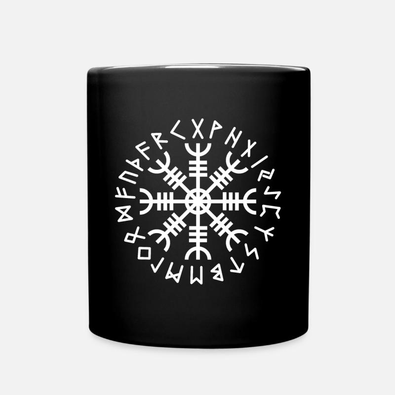 Aegishjalmur white runes - Full Colour Mug - black