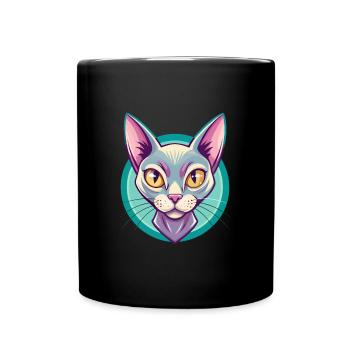 Bombay Katzenrasse Karikatur Kawaii Tier Haustier - Tasse einfarbig - Schwarz - Vorne