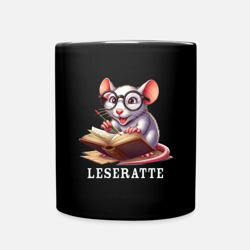 Rat de bibliothèque avec des lunettes et un livre - Mug uni - noir
