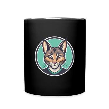 Ägäis Katze Rasse Karikatur Kawaii Tier Haustier - Tasse einfarbig - Schwarz - Vorne