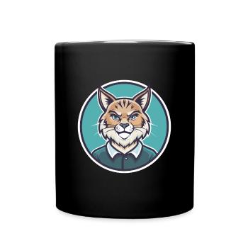 Highlander Katzenrasse Cartoon Kawaii Tier Haustier - Tasse einfarbig - Schwarz - Vorne
