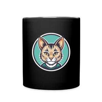 Pixie Bob Katze Rasse Cartoon Kawaii Tier Haustier - Tasse einfarbig - Schwarz - Vorne