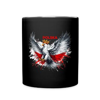 Polen Polska polnisch rot weiß Adler Krone Geschen - Tasse einfarbig - Schwarz - Vorne