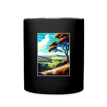 Mendip Hills Anob Travel Poster Souvenir Paint WPA - Full Colour Mug - black - Front