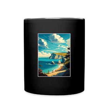 Isle Of Wight Anob Travel Poster Souvenir Paint WP - Full Colour Mug - black - Front