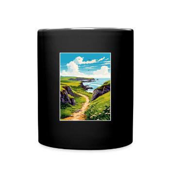 Hartland Quay Devon Vintage Travel Poster Souvenir - Full Colour Mug - black - Front