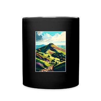 Malvern Hills Aonb Travel Poster Postcard Painting - Full Colour Mug - black - Front
