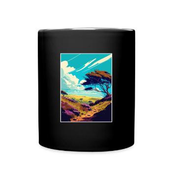 Quantock Hills Aonb Vintage Travel Poster Souvenir - Full Colour Mug - black - Front
