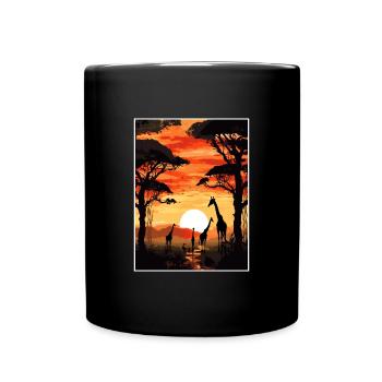 Africa Travel Poster Souvenir Postcard Painting - Full Colour Mug - black - Front