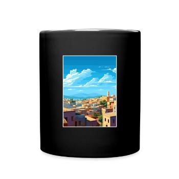 Fès Maroc Affiche de voyage Souvenir Carte Postale Peinture - Mug uni - noir - Devant