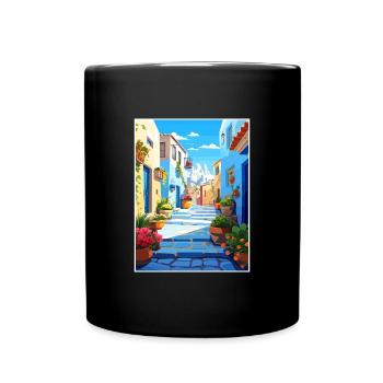 Chefchaouen Morocco Vintage Travel Poster Souvenir - Full Colour Mug - black - Front