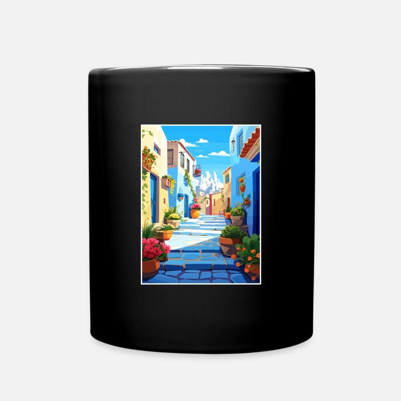 Chefchaouen Maroc Affiche de voyage vintage souvenir - Mug uni - noir