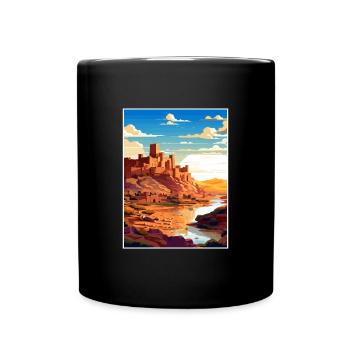 Aït Benhaddou Morocco Travel Poster Souvenir WPA - Full Colour Mug - black - Front